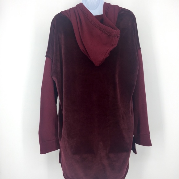 Splendid  Red Ruby Velour/French Terry Hoodie M - Picture 3 of 8